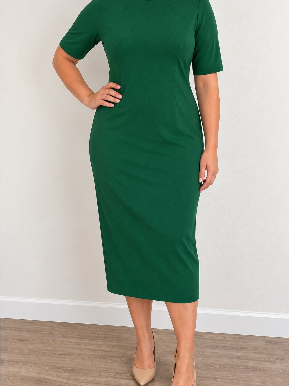Alice + Olivia Emerald Green Midi Sheath Dress